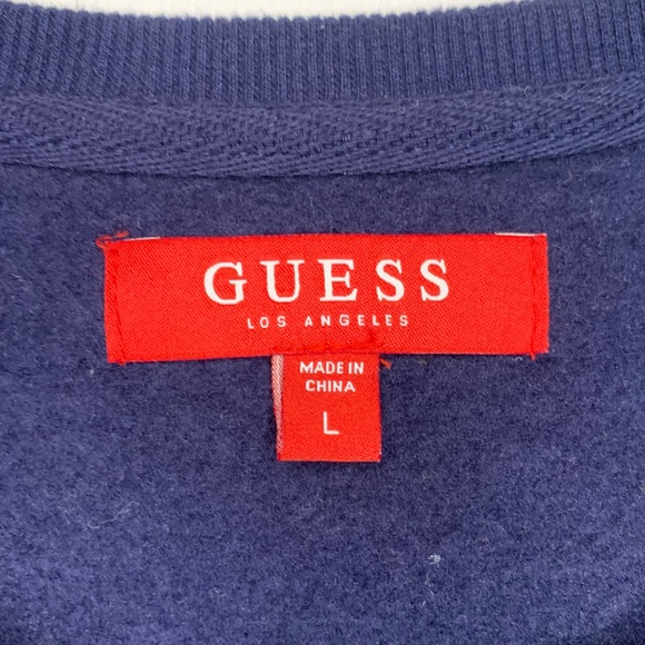 Comfortable Vintage Guess Navy Blue and Orange Los Angeles Crewneck Sweatshirt - Picture 6 of 6